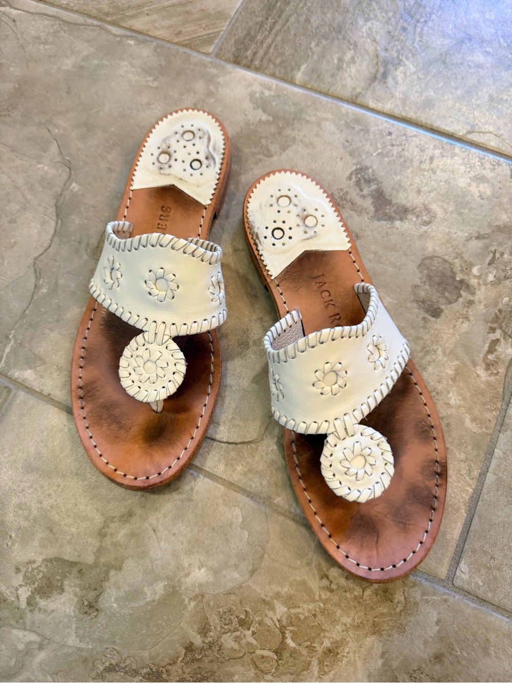 Jack Rogers White Navajo Sandals 9